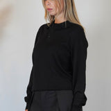 POLO MANICA LUNGA IN MAGLIA NERA - Benevierre