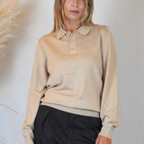 POLO MANICA LUNGA IN MAGLIA SABBIA - Benevierre