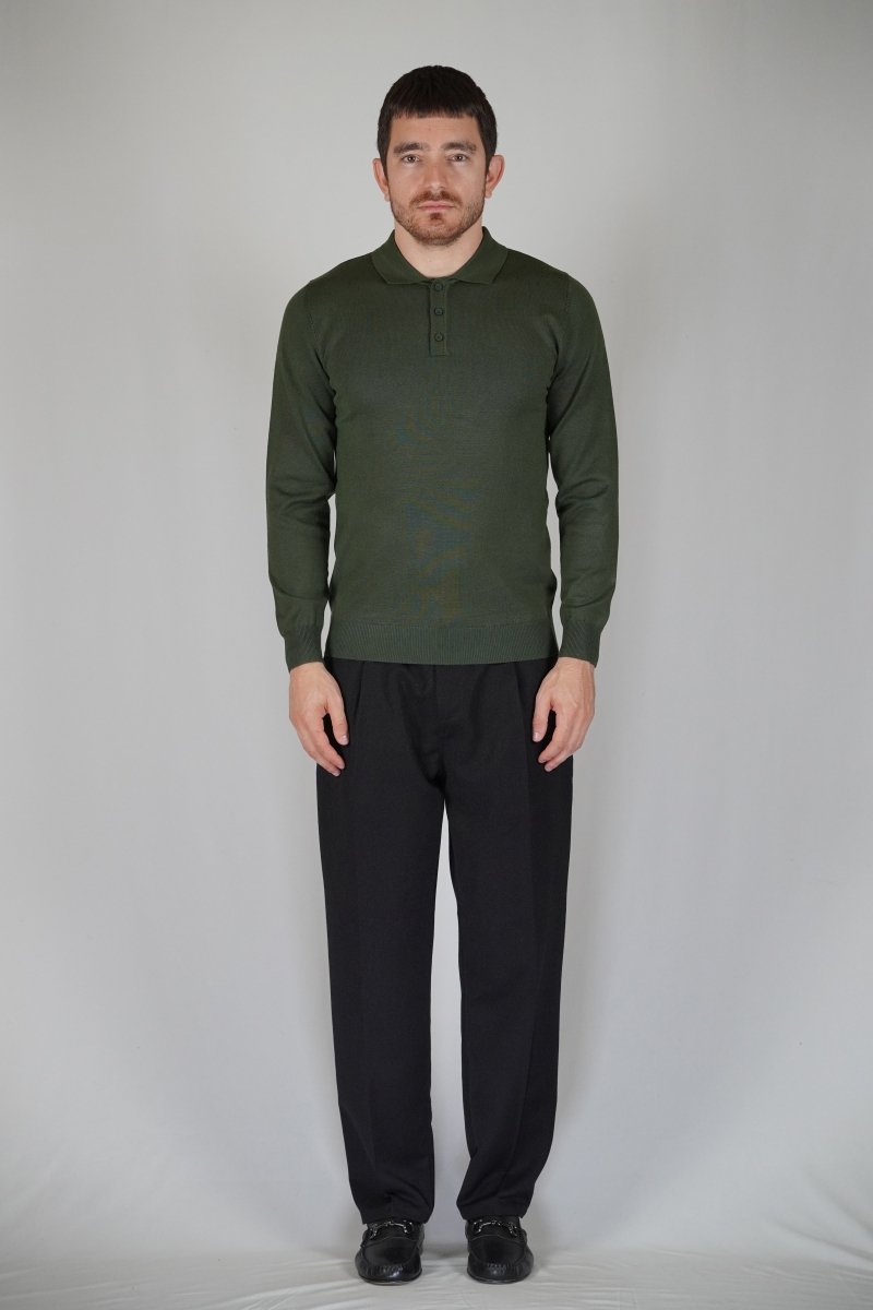 POLO MANICA LUNGA IN MAGLIA VERDE - Benevierre