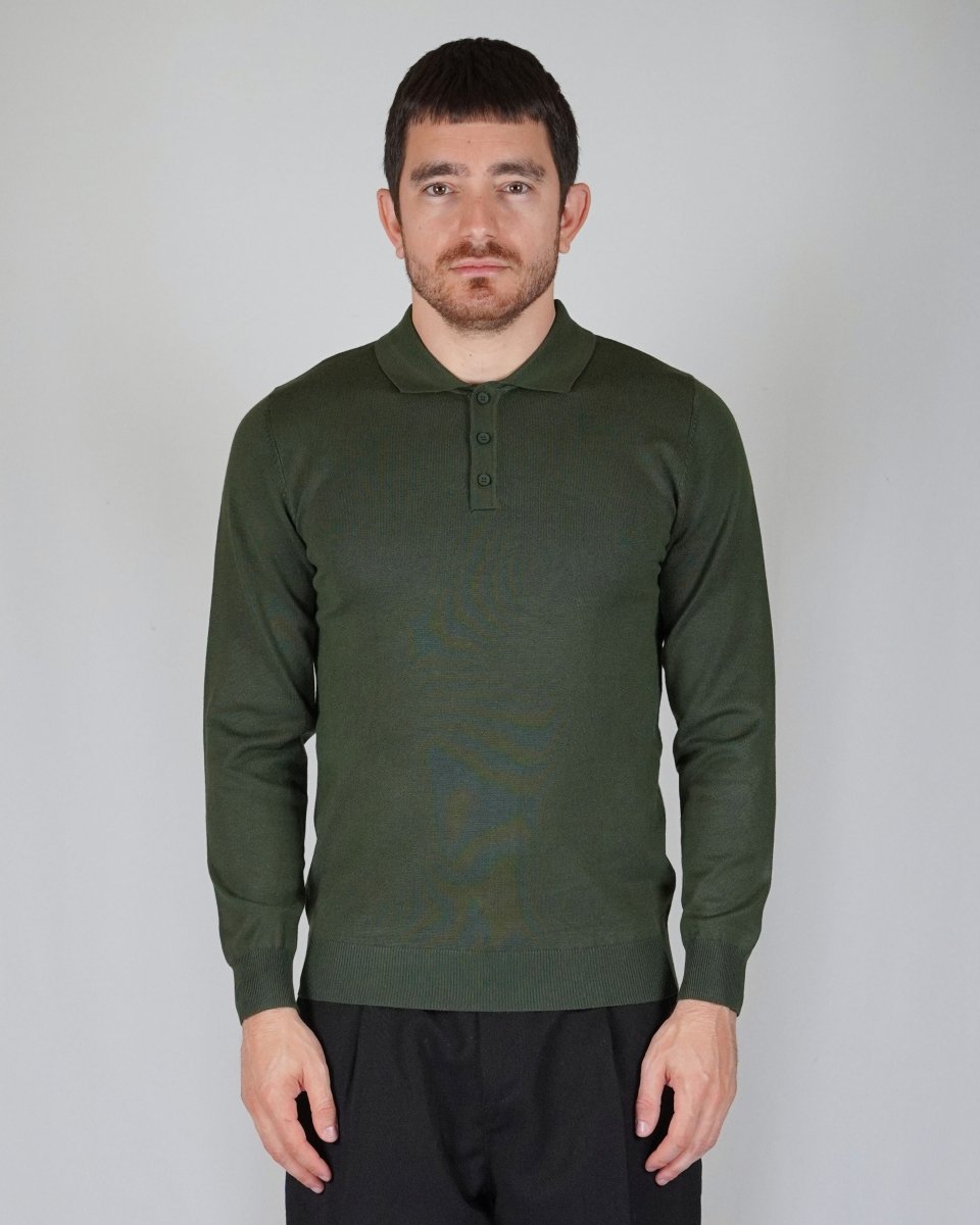 POLO MANICA LUNGA IN MAGLIA VERDE - Benevierre