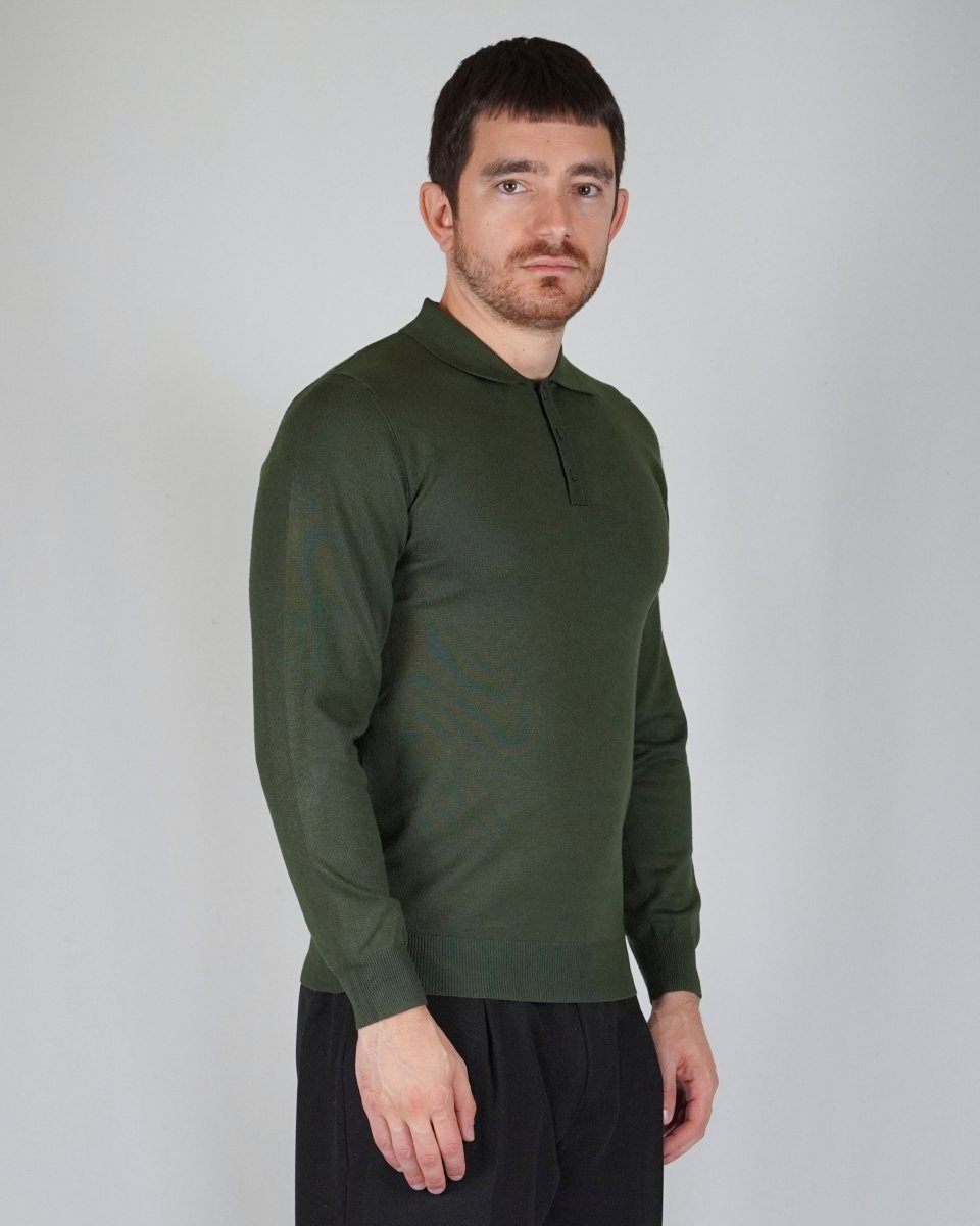 POLO MANICA LUNGA IN MAGLIA VERDE - Benevierre