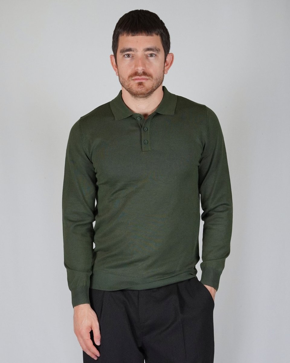 POLO MANICA LUNGA IN MAGLIA VERDE - Benevierre