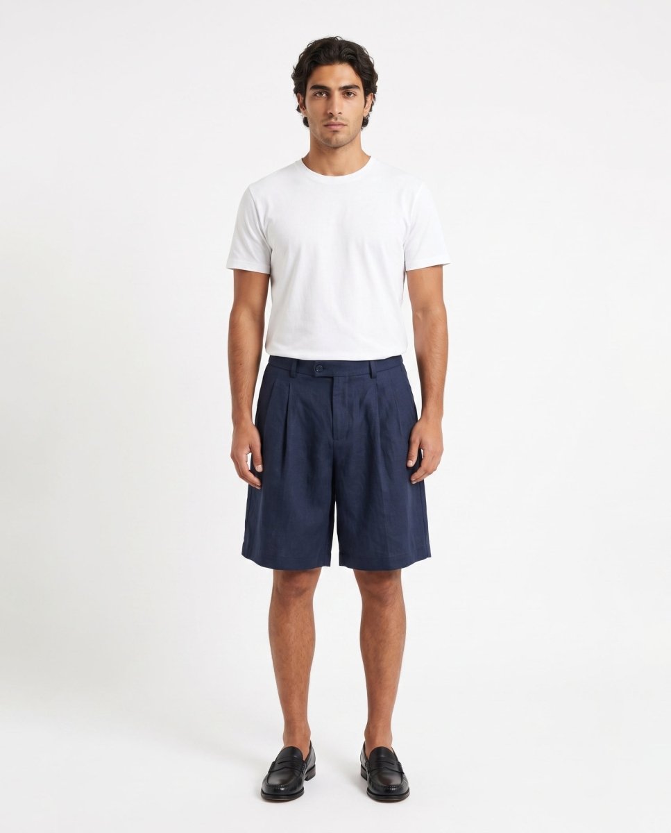 SHORTS IN LINO BLUE - Benevierre