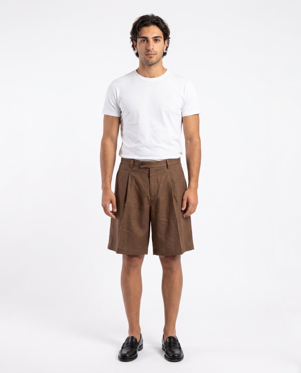 SHORTS IN LINO BROWN - Benevierre