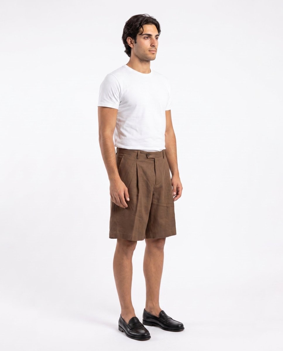 SHORTS IN LINO BROWN - Benevierre