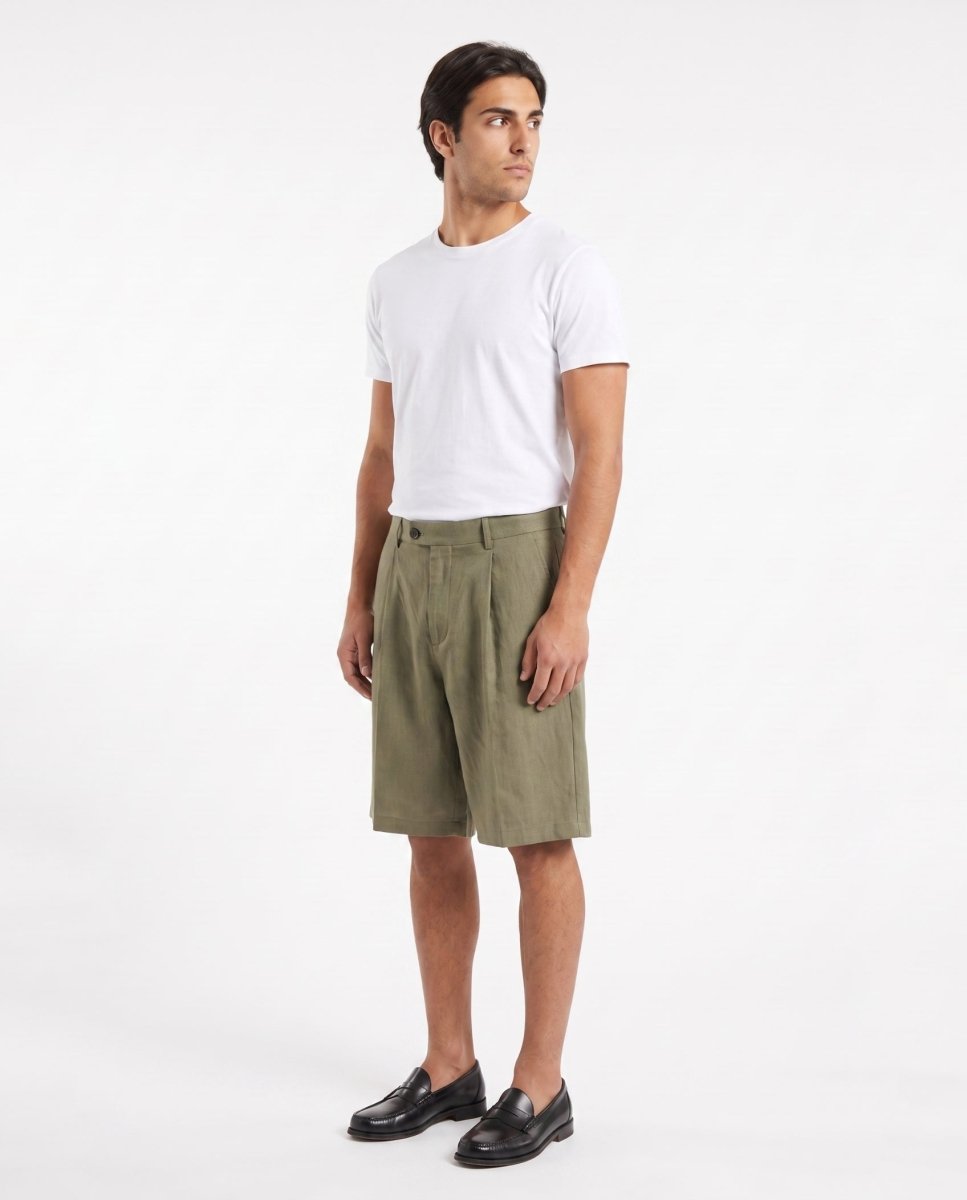 SHORTS IN LINO GREEN - Benevierre