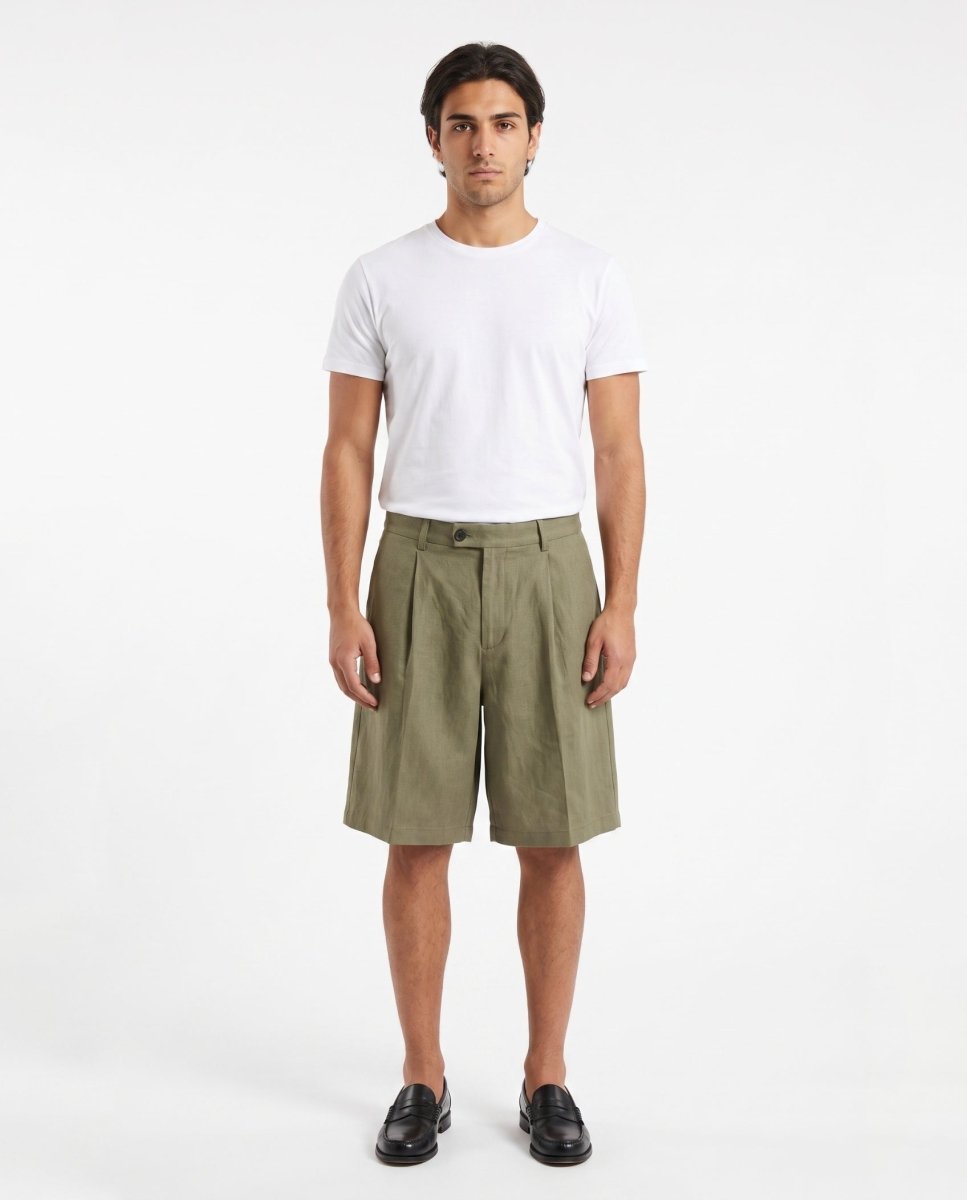 SHORTS IN LINO GREEN - Benevierre