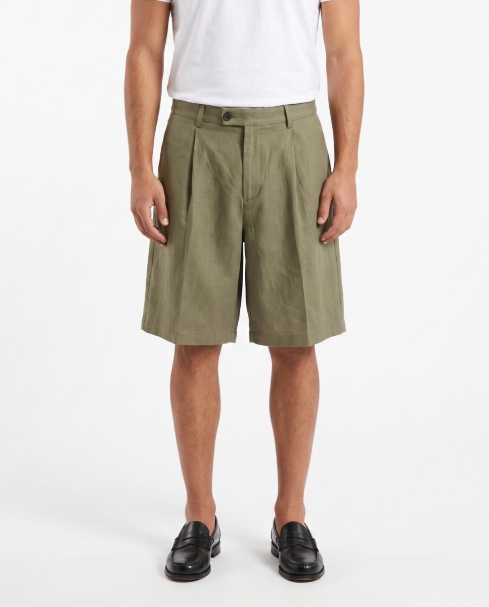 SHORTS IN LINO GREEN - Benevierre