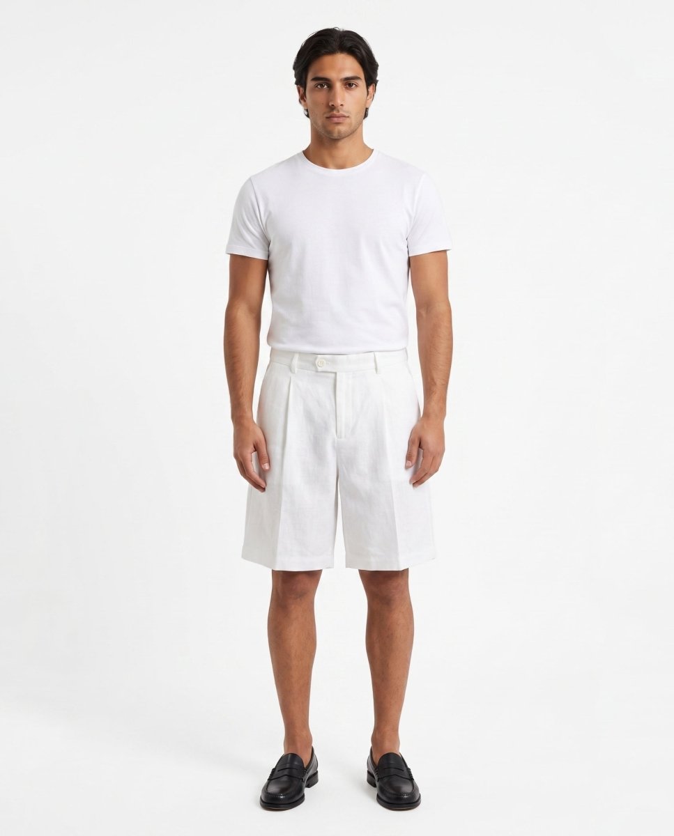 SHORTS IN LINO WHITE - Benevierre