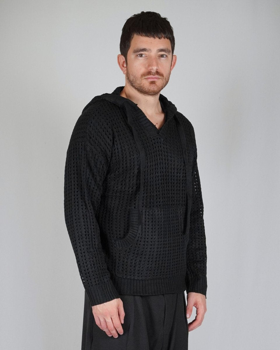 SWEATER HOODLACE BLACK - Benevierre