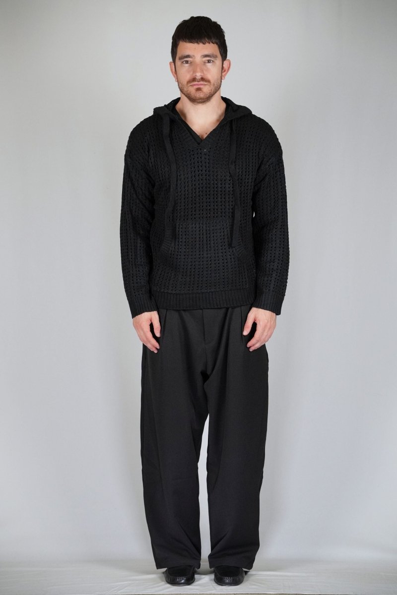 SWEATER HOODLACE BLACK - Benevierre