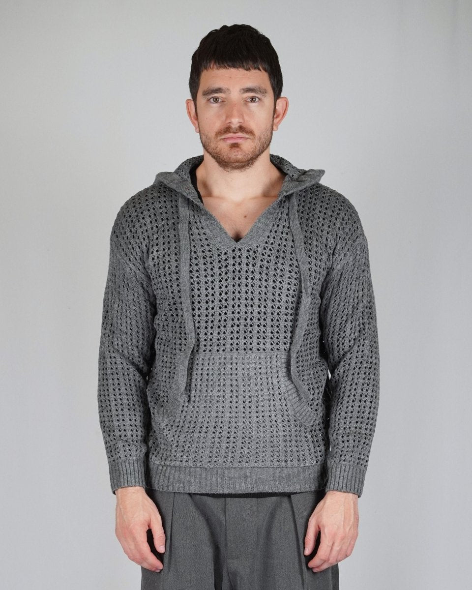 SWEATER HOODLACE GREY - Benevierre