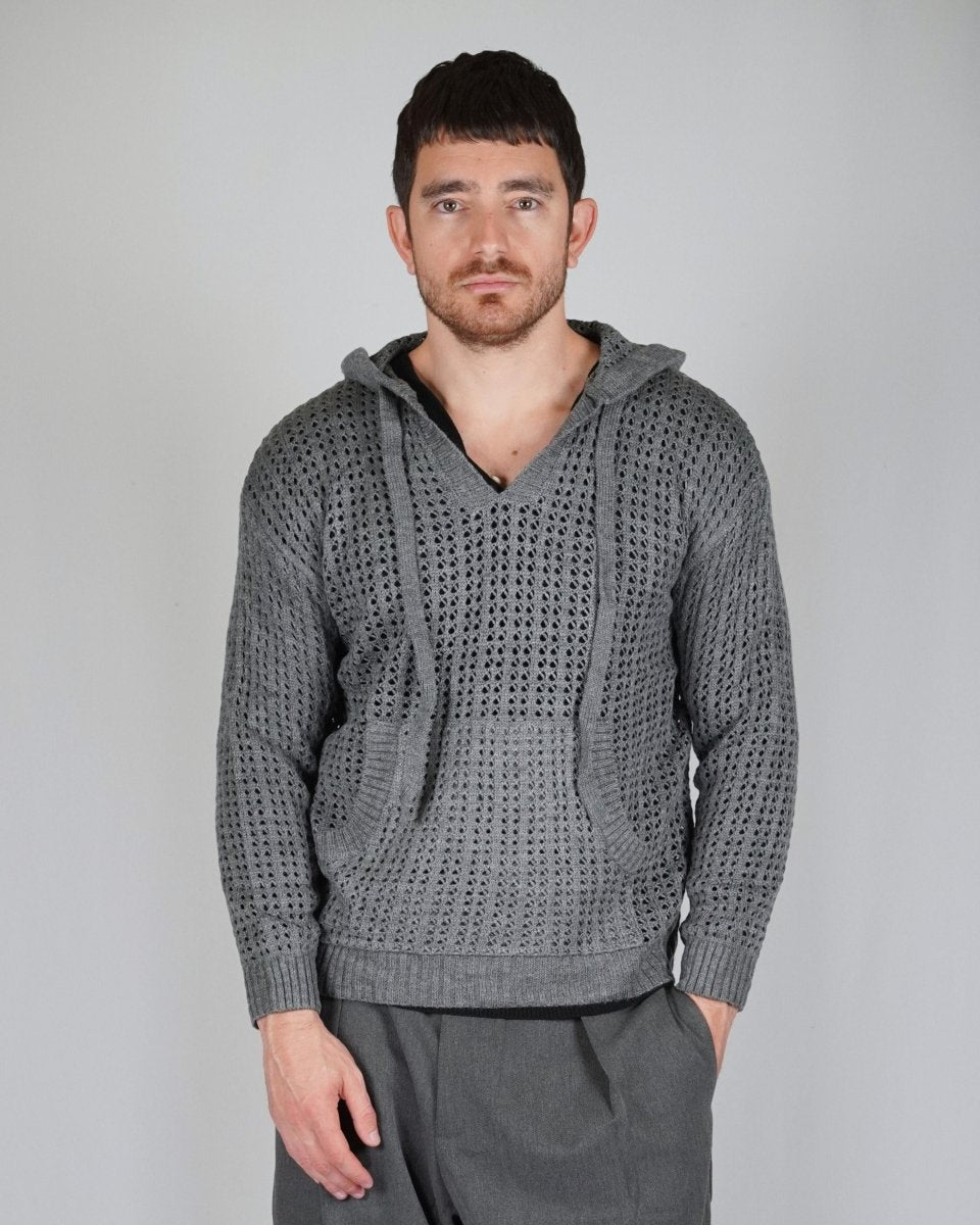 SWEATER HOODLACE GREY - Benevierre