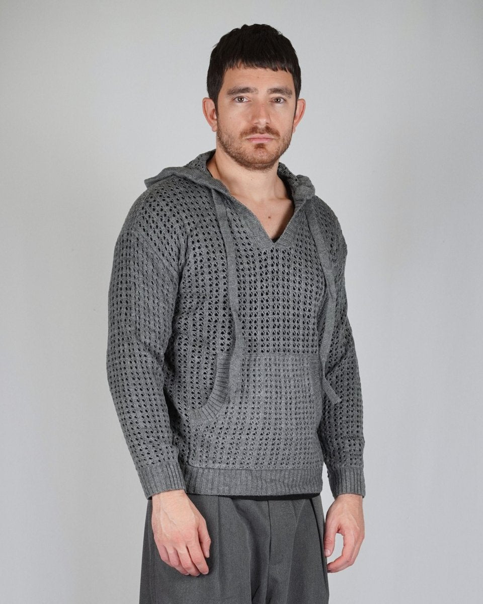 SWEATER HOODLACE GREY - Benevierre
