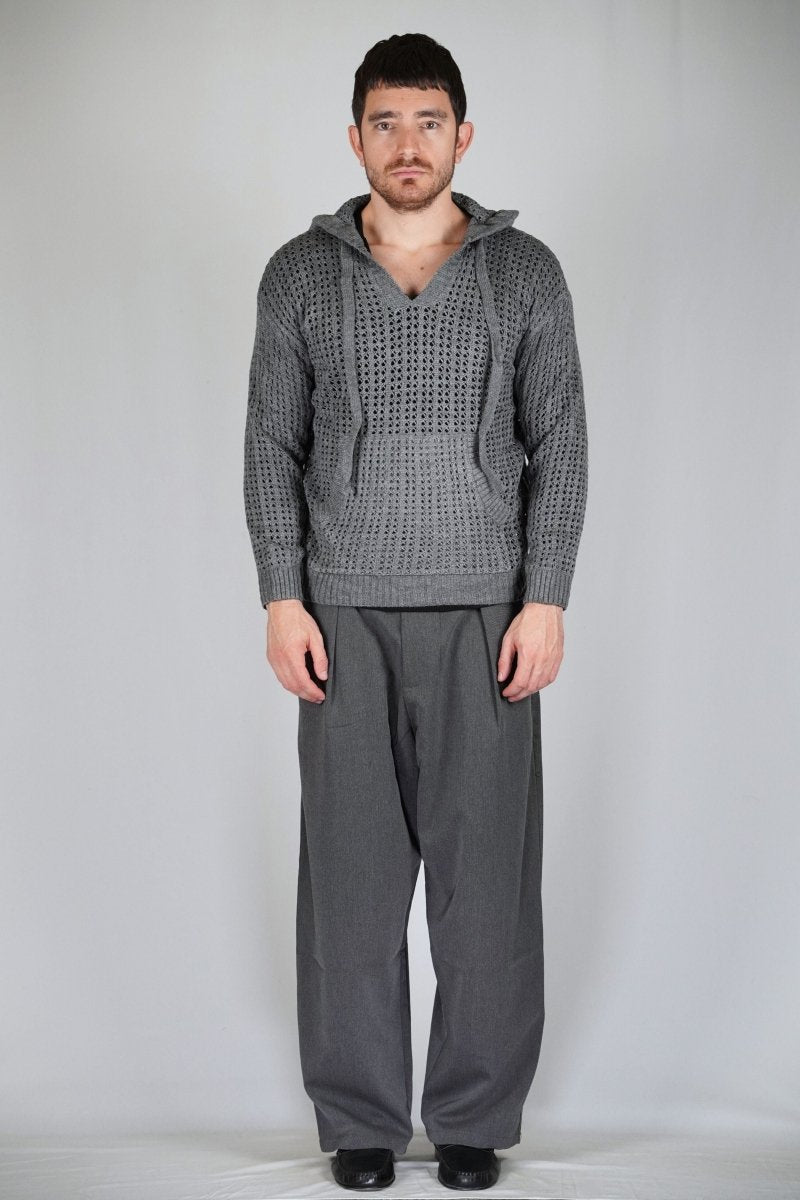 SWEATER HOODLACE GREY - Benevierre