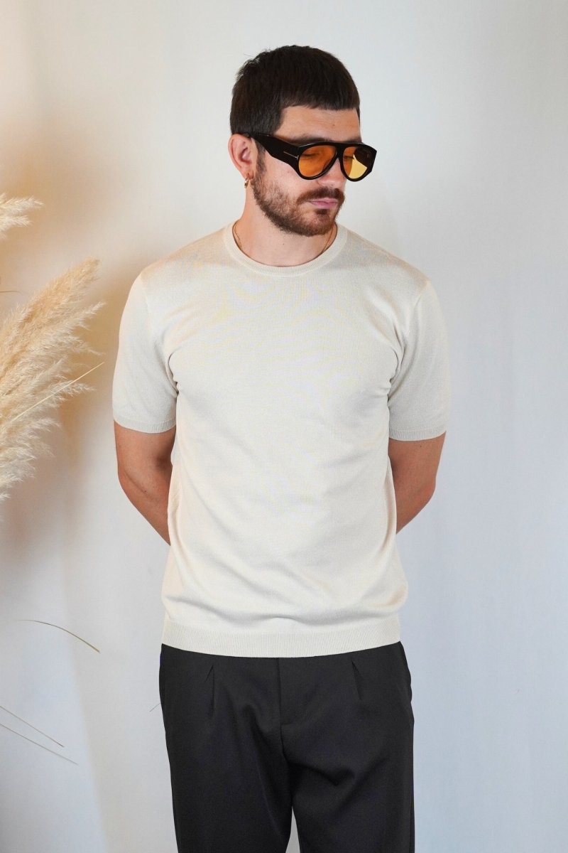 T - SHIRT IN MAGLIA BEIGE - Benevierre