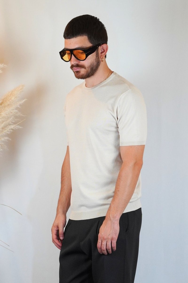 T - SHIRT IN MAGLIA BEIGE - Benevierre