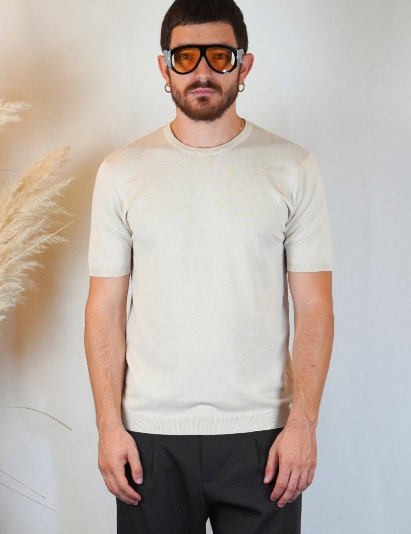 T - SHIRT IN MAGLIA BEIGE - Benevierre