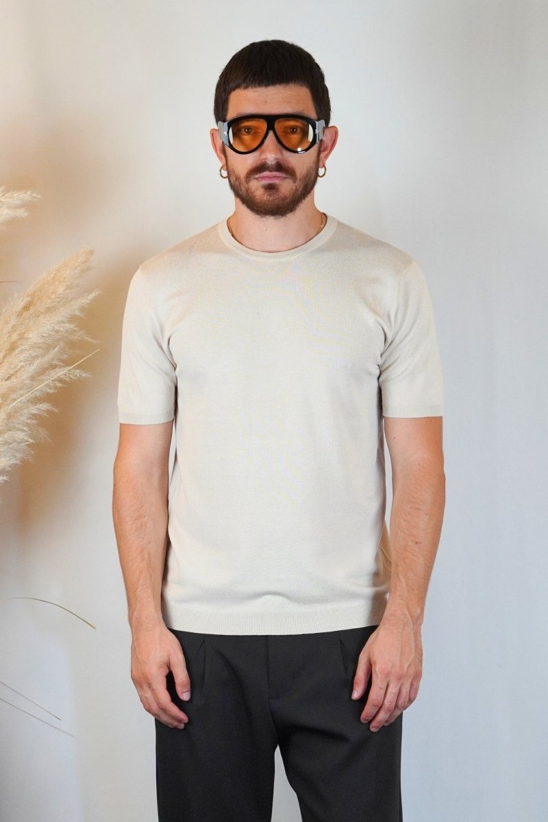 T - SHIRT IN MAGLIA BEIGE - Benevierre