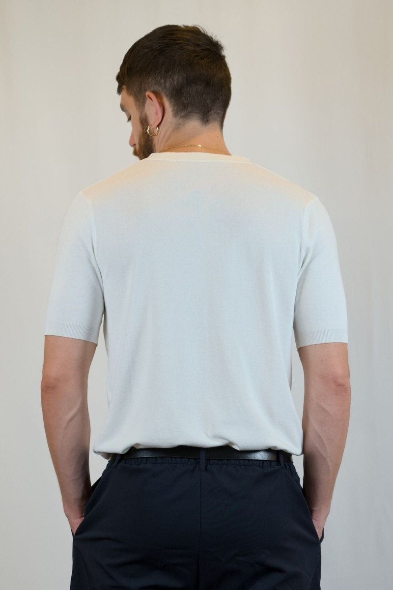 T - SHIRT IN MAGLIA COLLO SERAFINO BIANCA - Benevierre