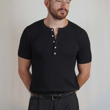 T - SHIRT IN MAGLIA COLLO SERAFINO NERA - Benevierre
