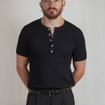 T - SHIRT IN MAGLIA COLLO SERAFINO NERA - Benevierre