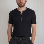 T - SHIRT IN MAGLIA COLLO SERAFINO NERA - Benevierre