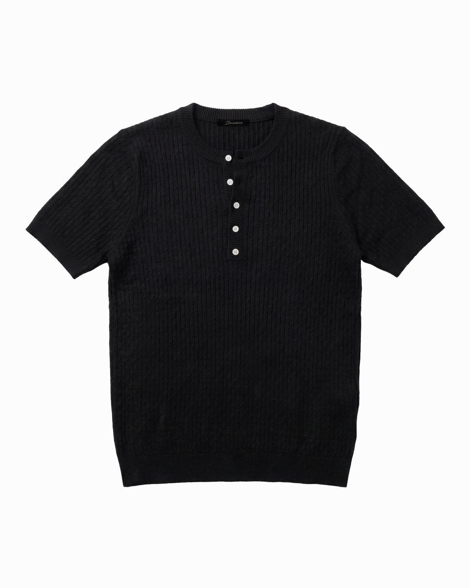 T - SHIRT IN MAGLIA COLLO SERAFINO NERA - Benevierre