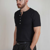T - SHIRT IN MAGLIA COLLO SERAFINO NERA - Benevierre