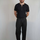 T - SHIRT IN MAGLIA COLLO SERAFINO NERA - Benevierre