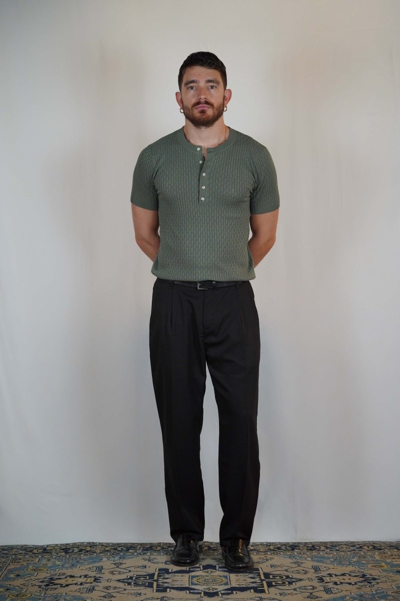 T - SHIRT IN MAGLIA COLLO SERAFINO VERDE - Benevierre