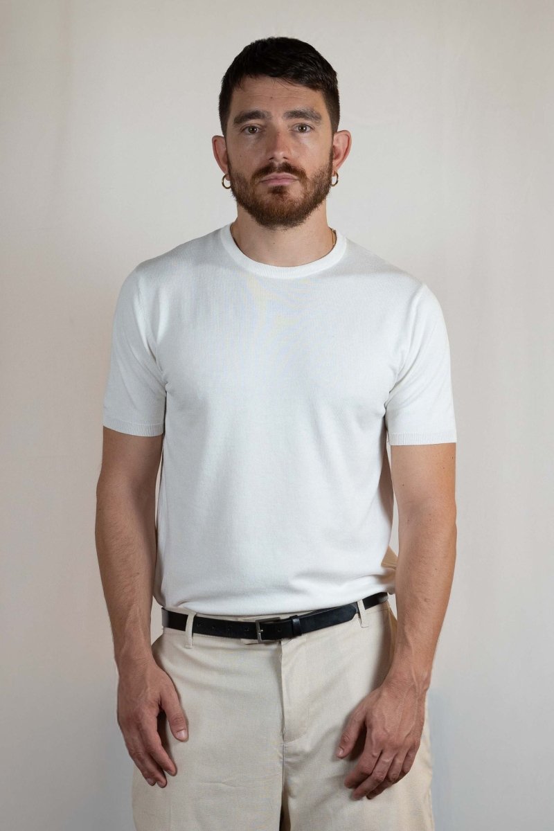 T - SHIRT IN MAGLIA DI VISCOSA BIANCA - Benevierre