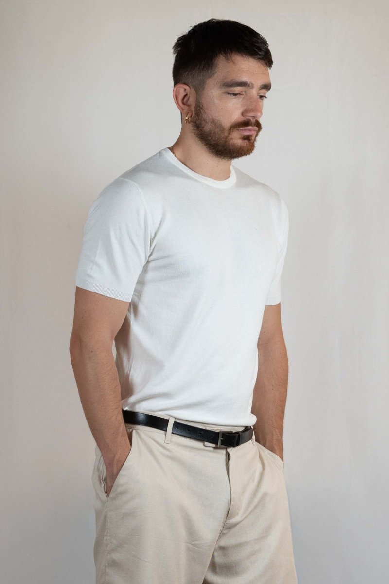 T - SHIRT IN MAGLIA DI VISCOSA BIANCA - Benevierre