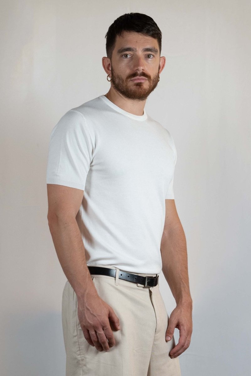 T - SHIRT IN MAGLIA DI VISCOSA BIANCA - Benevierre