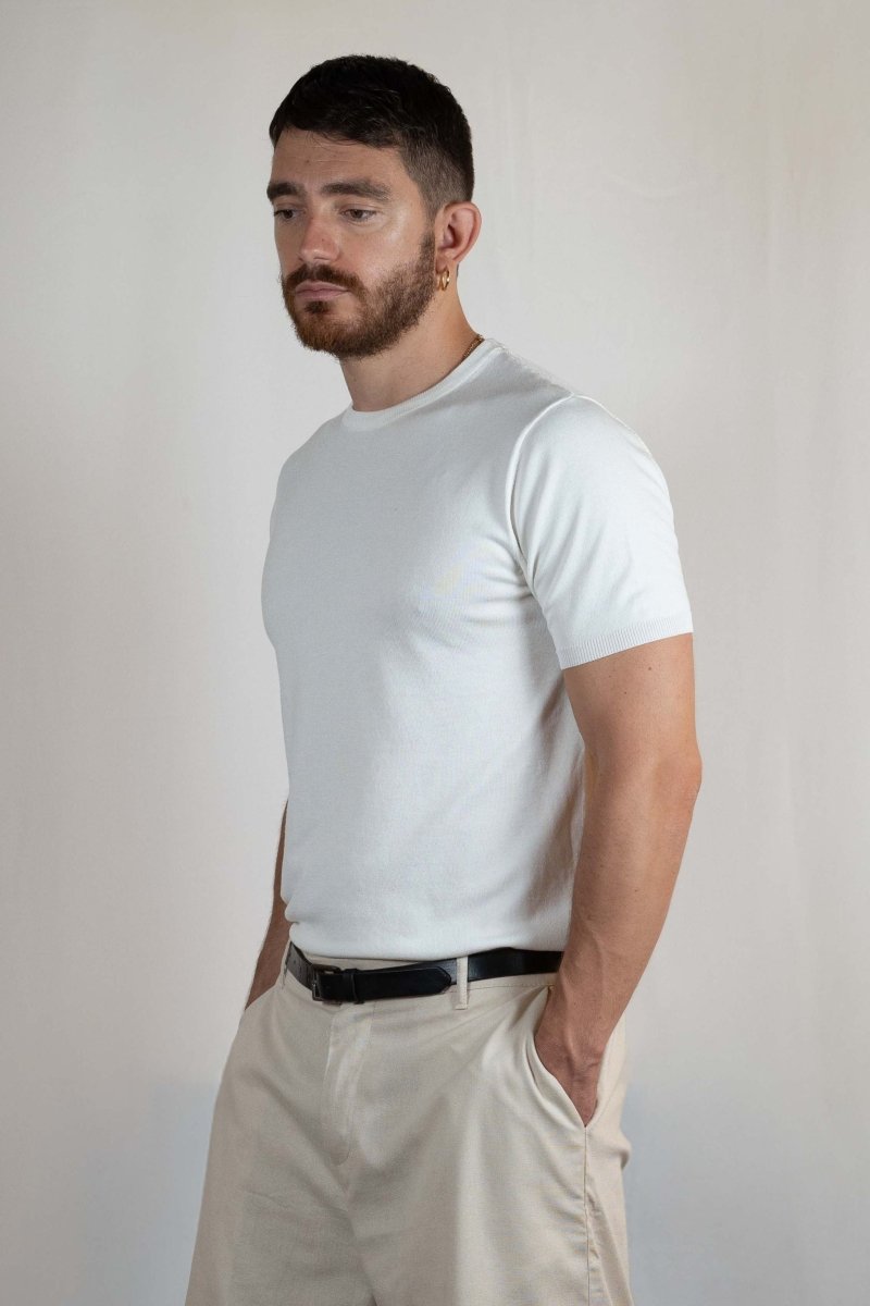 T - SHIRT IN MAGLIA DI VISCOSA BIANCA - Benevierre
