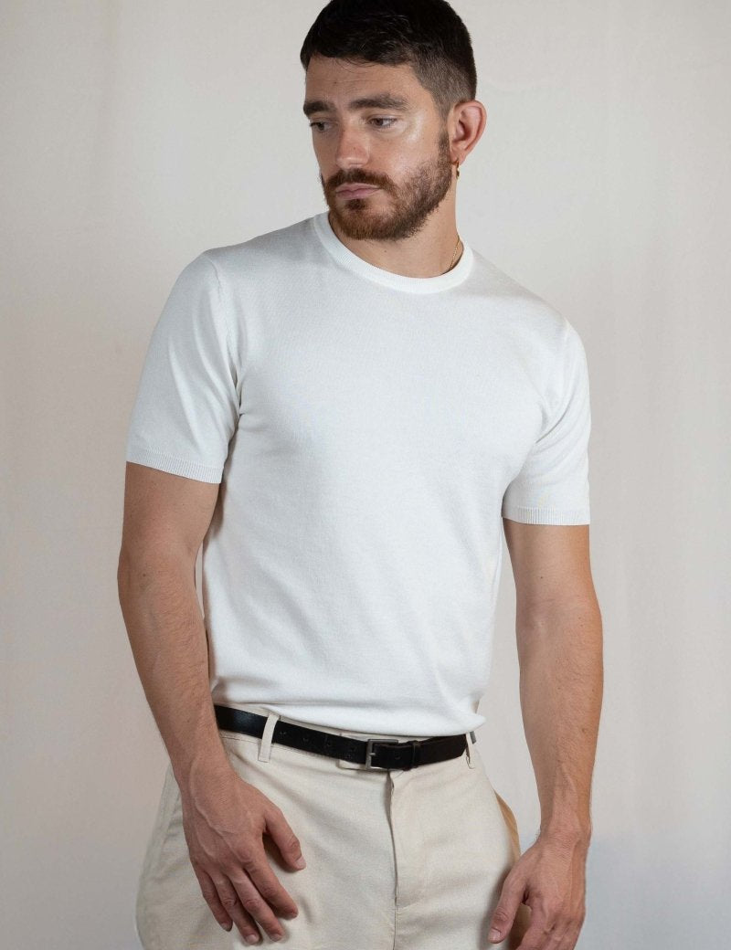 T - SHIRT IN MAGLIA DI VISCOSA BIANCA - Benevierre