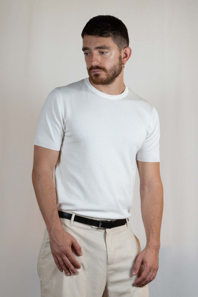 T - SHIRT IN MAGLIA DI VISCOSA BIANCA - Benevierre