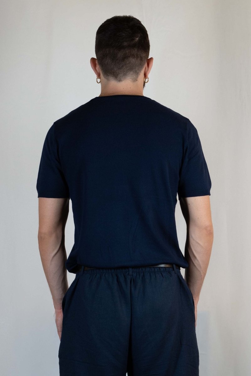 T - SHIRT IN MAGLIA DI VISCOSA BLU - Benevierre