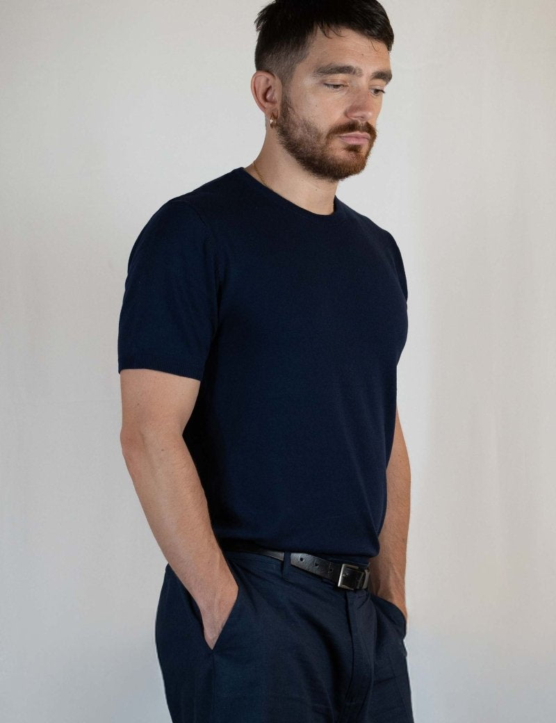 T - SHIRT IN MAGLIA DI VISCOSA BLU - Benevierre