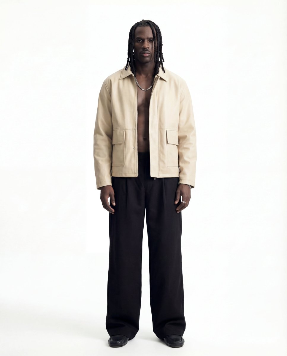 URBAN LEATHER JACKET BEIGE - Benevierre
