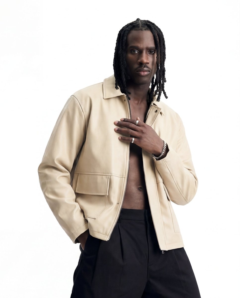 URBAN LEATHER JACKET BEIGE - Benevierre