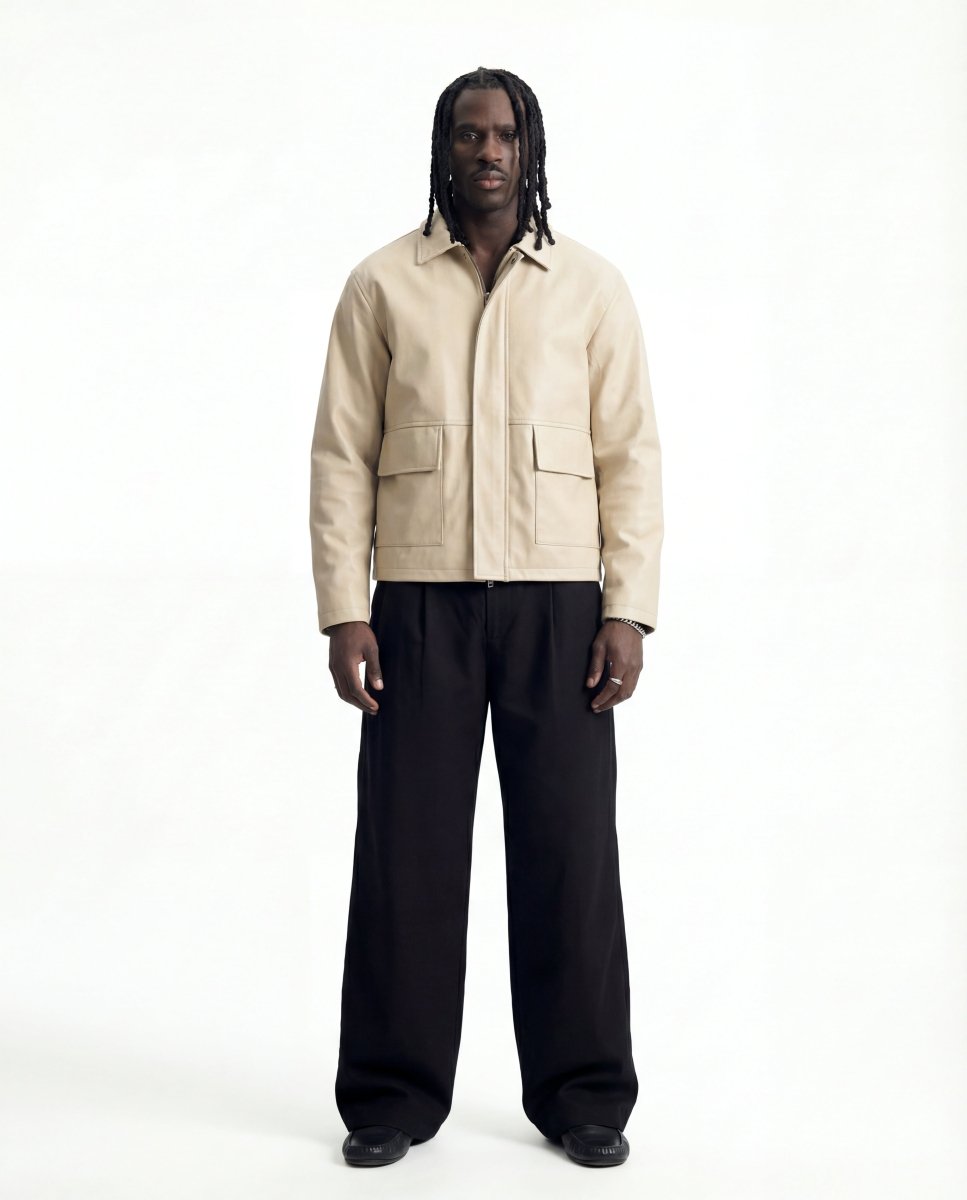 URBAN LEATHER JACKET BEIGE - Benevierre