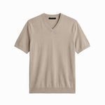 V NECK KNIT BEIGE - Benevierre