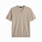 V NECK KNIT BEIGE - Benevierre