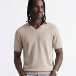 V NECK KNIT BEIGE - Benevierre