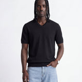 V NECK KNIT BLACK - Benevierre