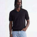V NECK KNIT BLACK - Benevierre
