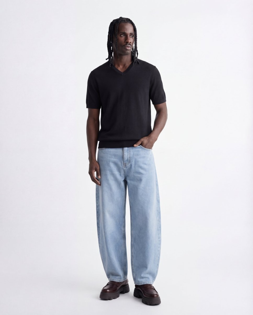 V NECK KNIT BLACK - Benevierre