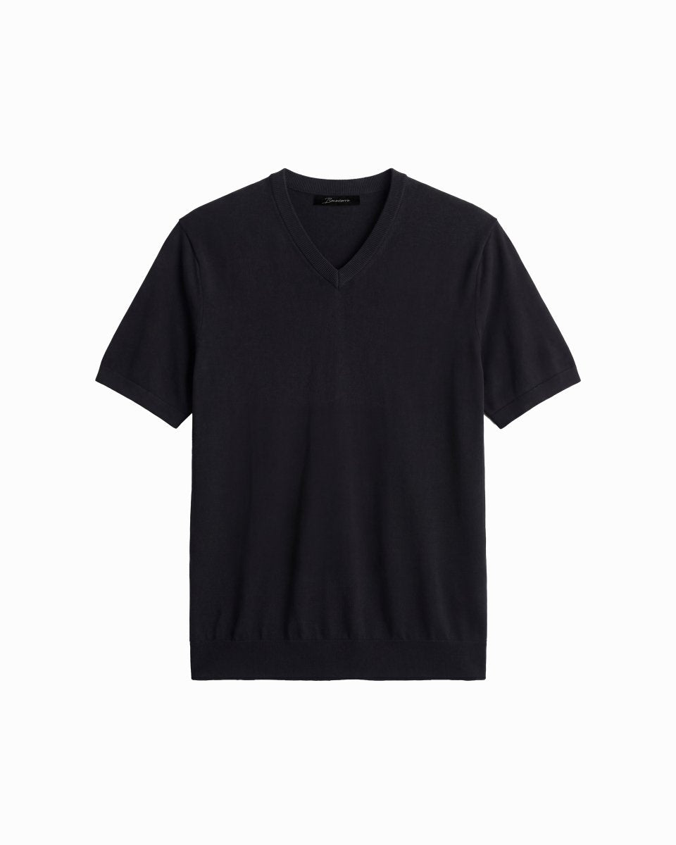 V NECK KNIT BLACK - Benevierre