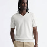 V NECK KNIT WHITE - Benevierre